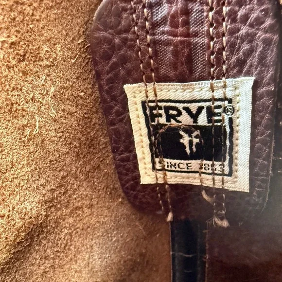 Frye Nash Roper Boots Square Toe Mens 11.5 N Vintage Brown Pebbled Leather